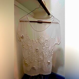 Women’s sheer floral white Blouse